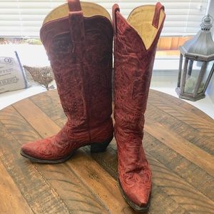 Corral Red Distressed Tall Boots